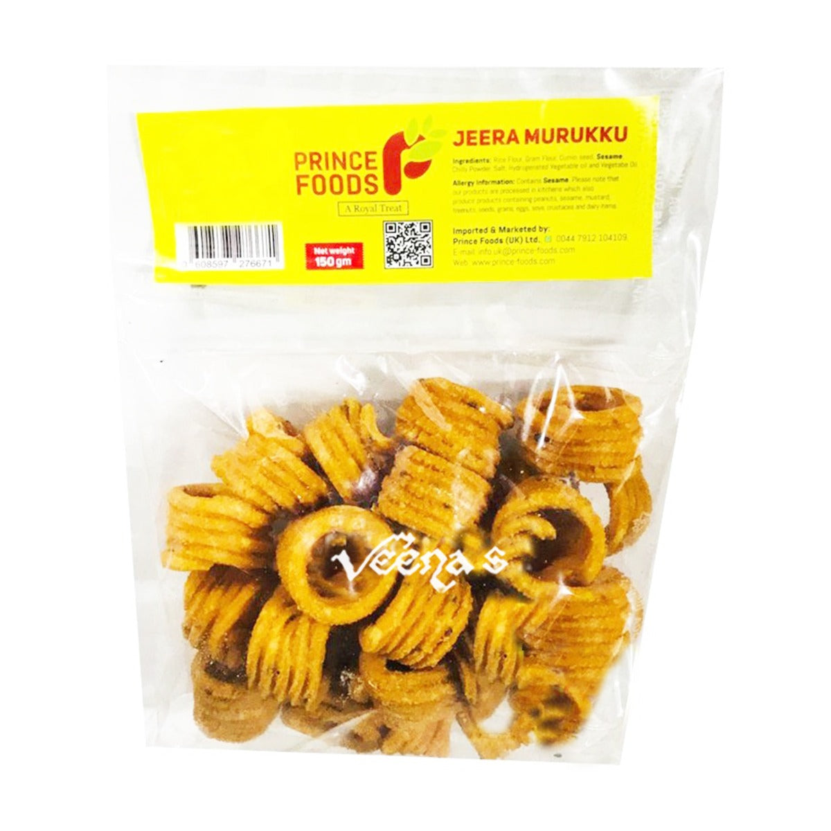 Buy Prince Foods Spicy Jeera Murukku 150g (BUY 1 GET 1 FREE) at Veenas.com - Online Indian Grocery Store UK