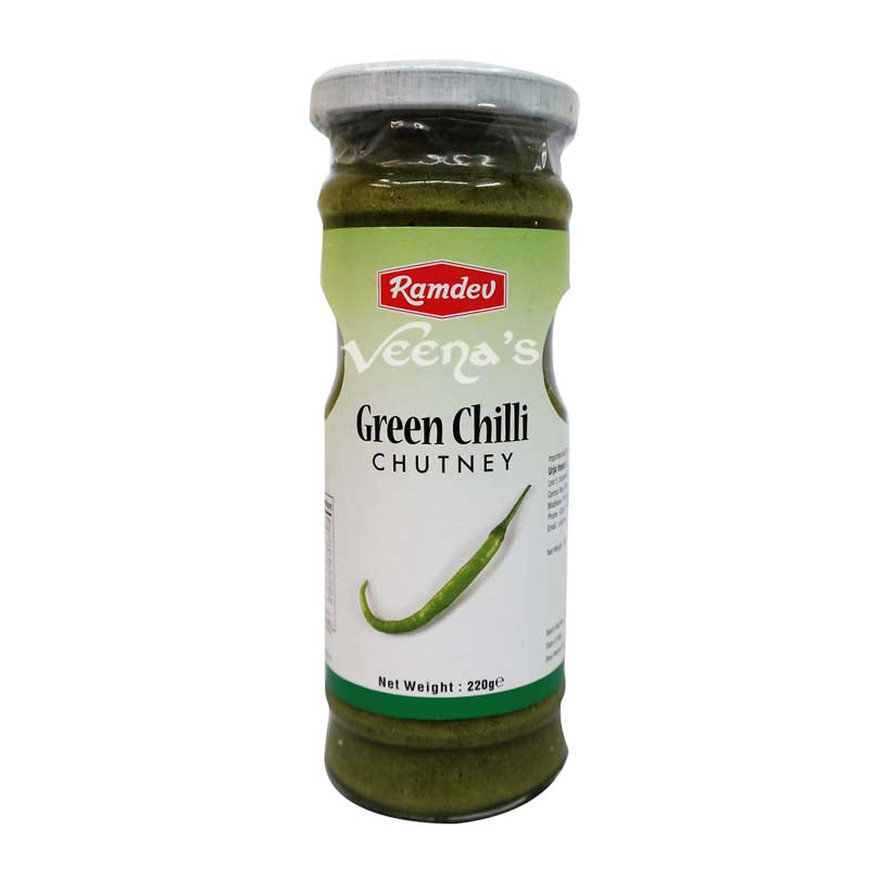 Buy Ramdev Green Chilli Chutney 220g at Veenas.com - Online Indian Grocery Store UK