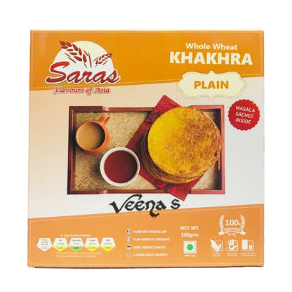 Buy Saras Khakhra Plain 200g at Veenas.com - Online Indian Grocery Store UK
