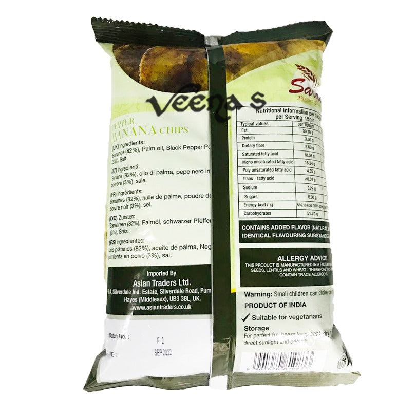 Buy Saras Pepper Banana Chips 200g at Veenas.com - Online Indian Grocery Store UK