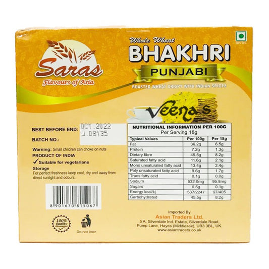Saras Whole Wheat Bhakhri Punjabi 180g