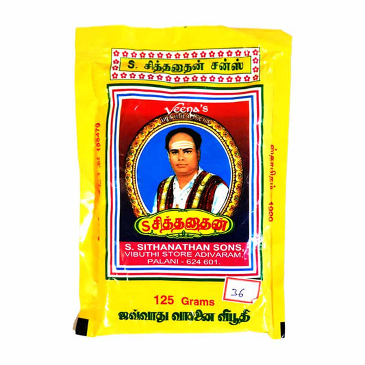 Buy Sithanathan Sons Vibuthi 125g at Veenas.com - Online Indian Grocery Store UK