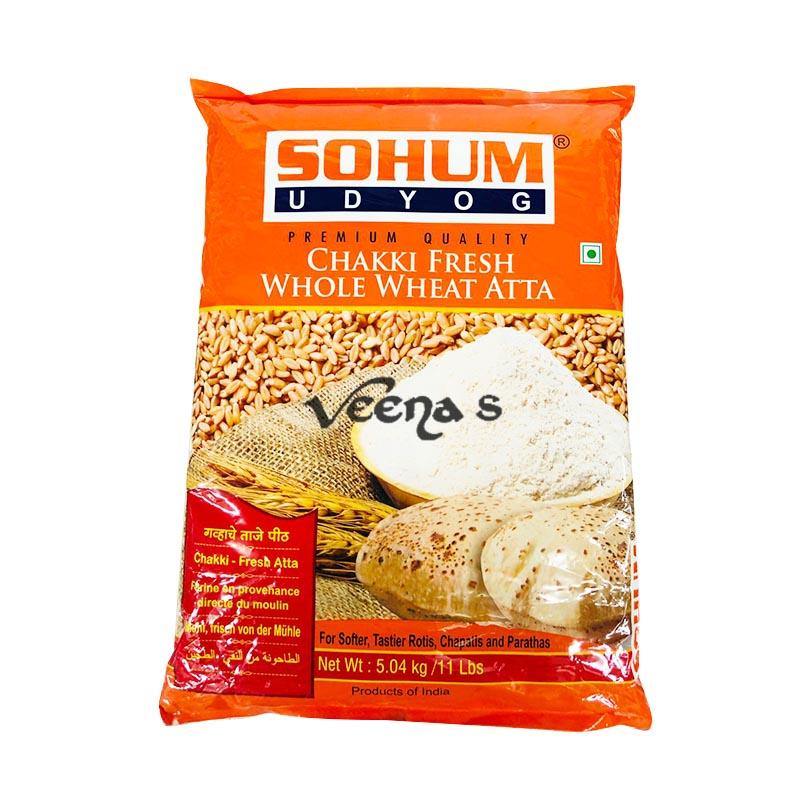 Buy Sohum Chakki Fresh Whole Wheat Atta 5kg at Veenas.com - Online Indian Grocery Store UK