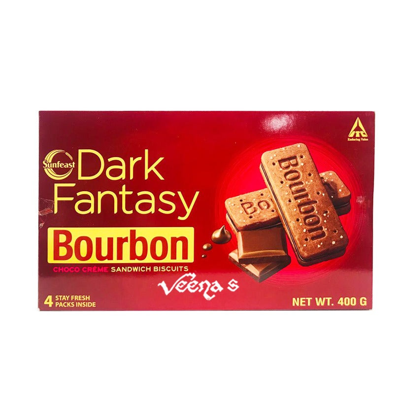 Buy Sunfeast Dark Fantasy Bourbon Choco Creme Sandwich Biscuits at Veenas.com - Online Indian Grocery Store UK