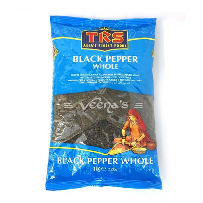 Buy TRS Black Pepper Whole 1kg at Veenas.com - Online Indian Grocery Store UK