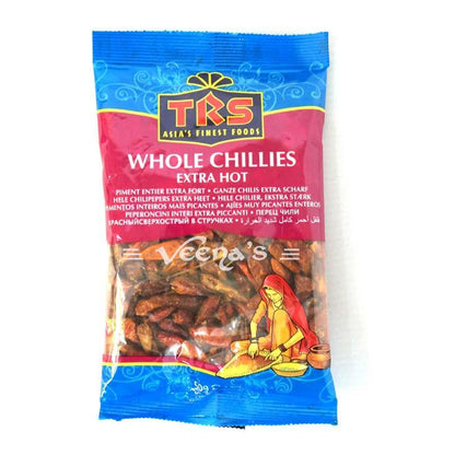 Buy TRS Chillies Whole Ex Hot 50g at Veenas.com - Online Indian Grocery Store UK