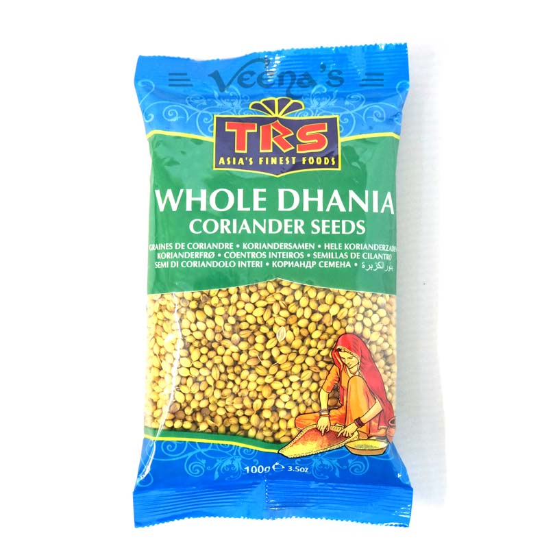 Buy TRS Whole Dhania Seeds (Coriander Seeds) 100g at Veenas.com - Online Indian Grocery Store UK