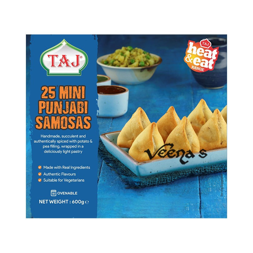 Buy Taj 25 Mini Punjabi Samosas 600g at Veenas.com - Online Indian Grocery Store UK