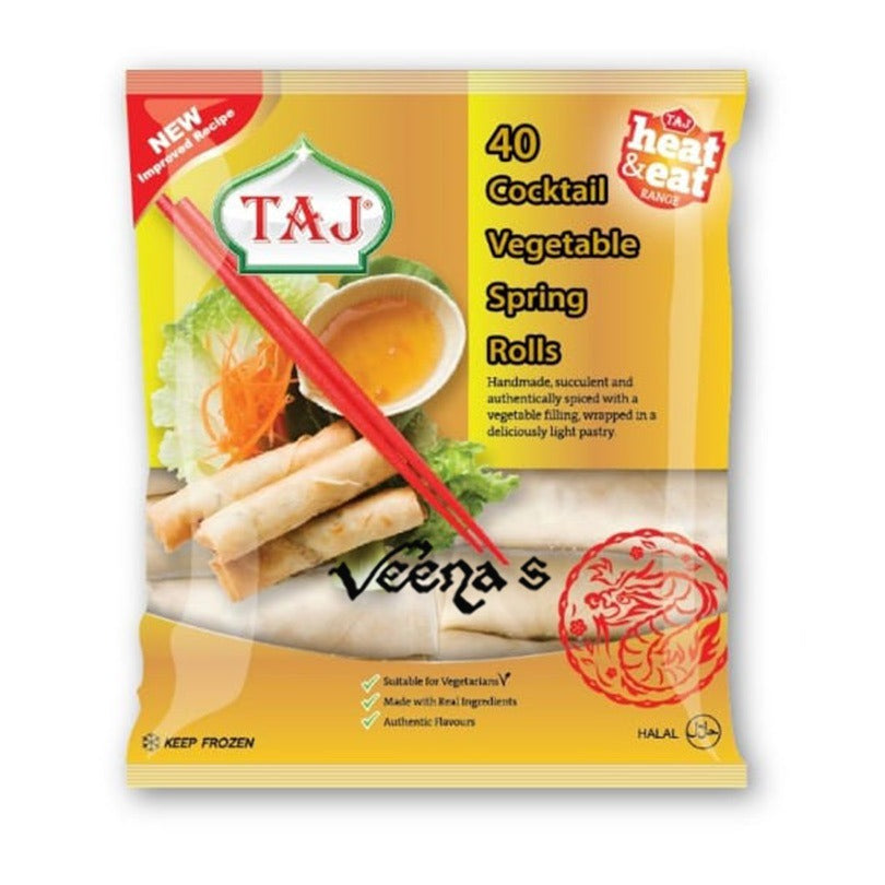 Buy Taj 40 Cocktail Vegetable Spring Rolls at Veenas.com - Online Indian Grocery Store UK