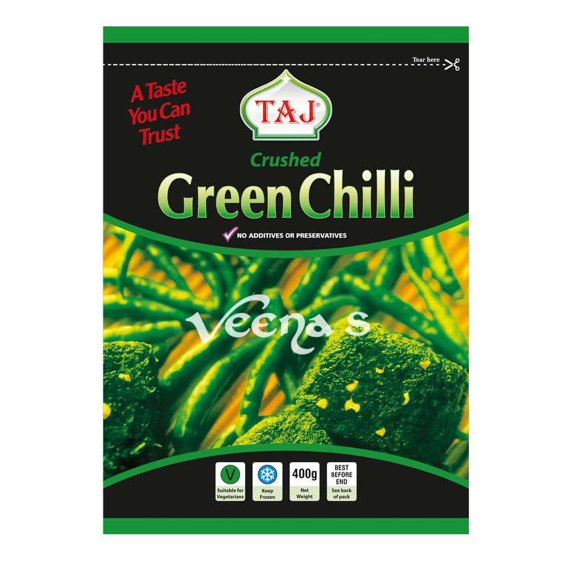Buy Taj Green Chilli Crushed 400g at Veenas.com - Online Indian Grocery Store UK