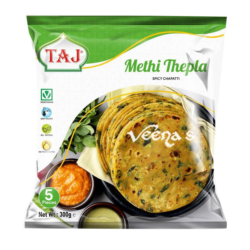 Buy Taj Methi Thepla 300g 5Pcs at Veenas.com - Online Indian Grocery Store UK