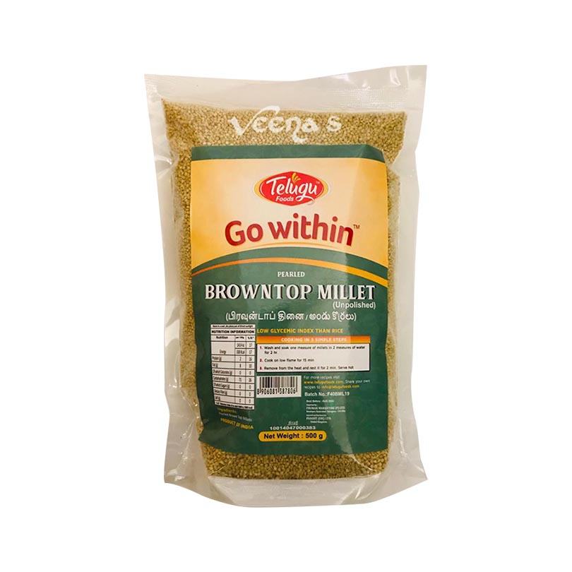 Buy Telugu Foods Pearled Browntop Millet 500g at Veenas.com - Online Indian Grocery Store UK
