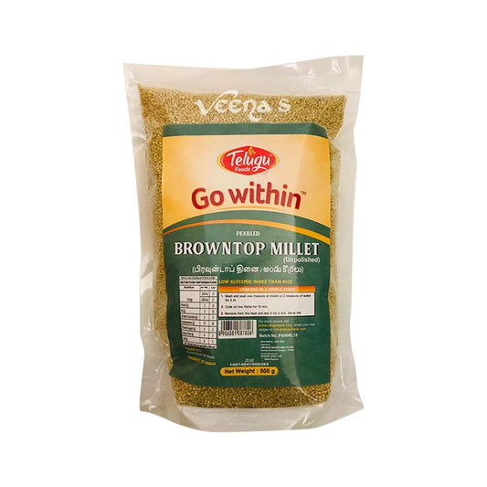 Buy Telugu Foods Pearled Browntop Millet 500g at Veenas.com - Online Indian Grocery Store UK