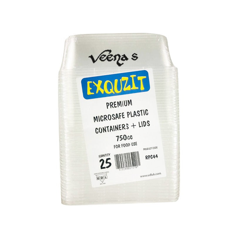 Buy Udl Exquzit Premium Microsafe Plastic Containers+Lids 750cc (RPC44) at Veenas.com - Online Indian Grocery Store UK