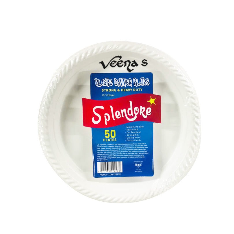 Buy Udl  Splendore 10" Plastic Dinner Plates 50pcs (DPPSC21) at Veenas.com - Online Indian Grocery Store UK