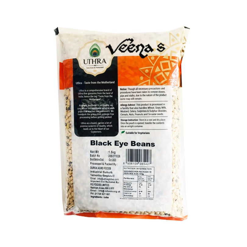 Buy Uthra Black Eye Beans 1.5kg at Veenas.com - Online Indian Grocery Store UK 