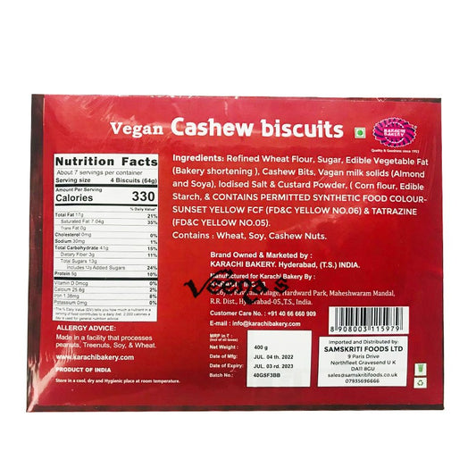 Karachi Cashew Biscuits Vegan 400G