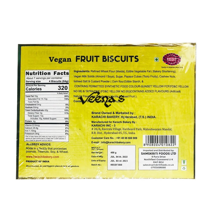Karachi Fruit Biscuits Vegan 400G