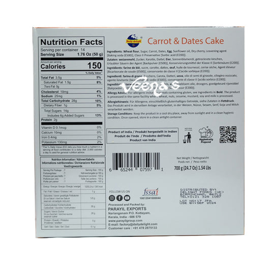 Daily Delight Carrot & Dates Cake 700G