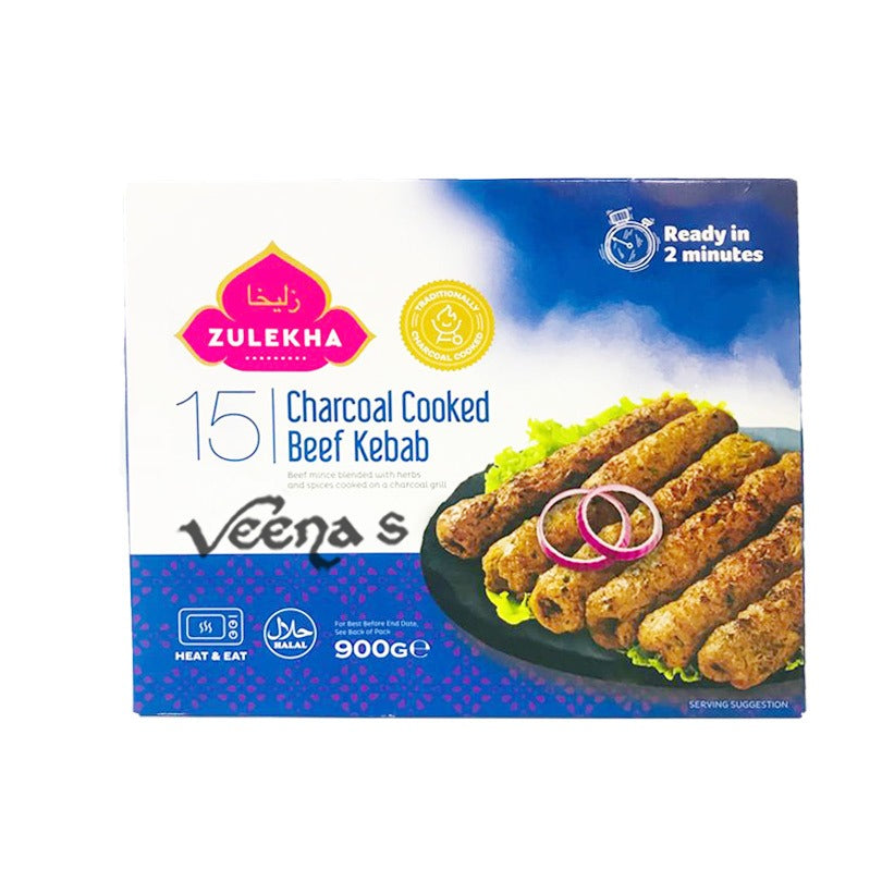 Buy Zulekha 15 Charcoal Cooked Beef Kebab 900g at Veenas.com - Online Indian Grocery Store UK