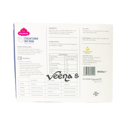 Buy Zulekha 15 Charcoal Cooked Beef Kebab 900g at Veenas.com - Online Indian Grocery Store UK