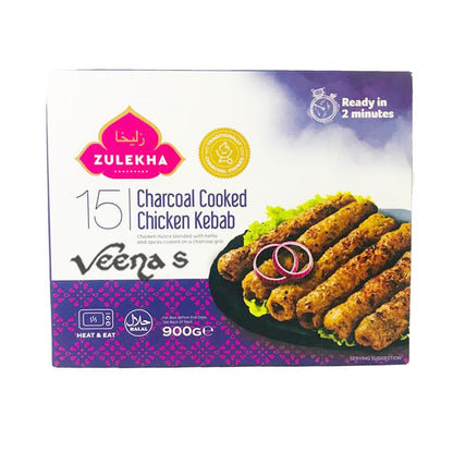 Buy Zulekha 15 Charcoal Cooked Chicken Kebab 900g at Veenas.com - Online Indian Grocery Store UK