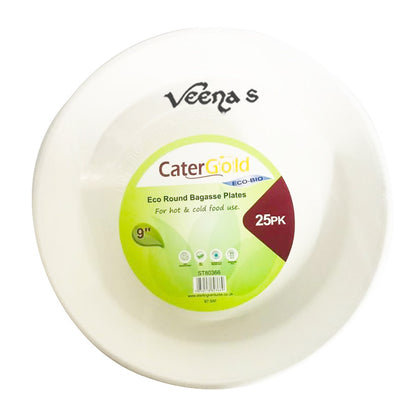 Buy CaterGold 9''Eco Bio Plate 25Pc [St80366] at Veenas.com - Online Indian Grocery Store UK