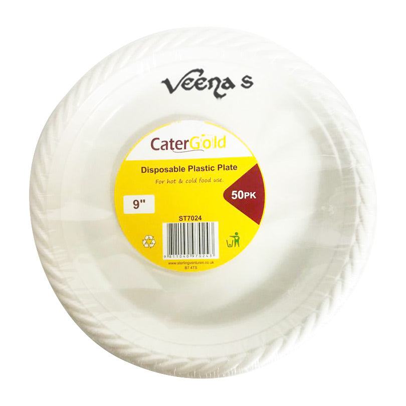CaterGold 50 9'' Plastic Plates [St7024]