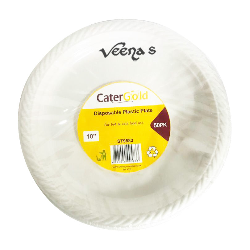Buy CaterGold 10'' Plastic Plate 50Pc [St9583] at Veenas.com - Online Indian Grocery Store UK