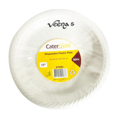 Buy CaterGold 10'' Plastic Plate 50Pc [St9583] at Veenas.com - Online Indian Grocery Store UK