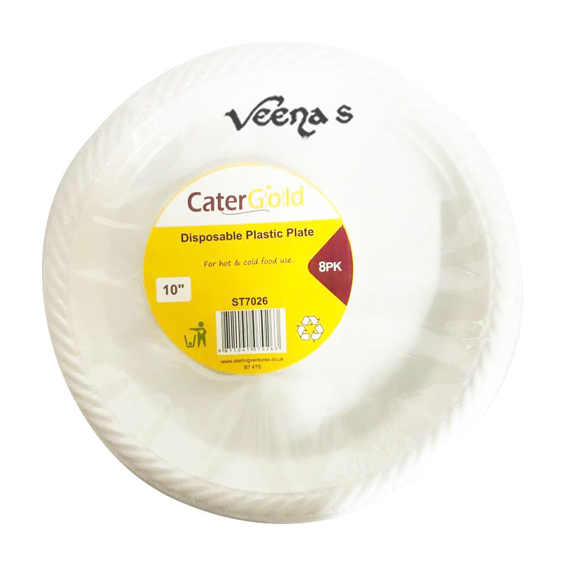 Buy CaterGold 10'' Disposable Plastic Plates [ST7026] 8Pk at Veenas.com - Online Indian Grocery Store UK