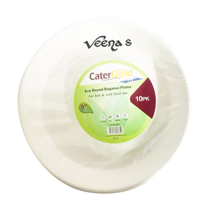 Buy CaterGold 9''Eco Bio Plate 10Pc [St80365] at Veenas.com - Online Indian Grocery Store UK