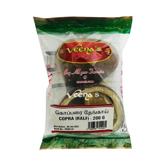 Buy Veena's Copra (Half) (Dry Coconut) 200g at Veenas.com - Online Indian Grocery Store UK