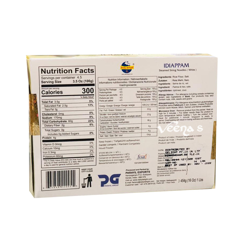 Buy Daily Delight Idiappam White 454g at Veenas.com - Online Indian Grocery Store UK