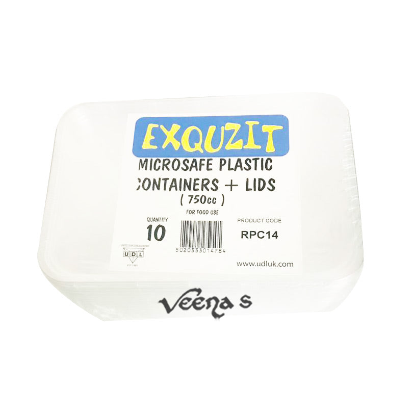 Buy Udl Exquzit Microsafe Plastic Containers + Lids (RPC14) 750cc 10 Quantity Veenas.com - Online Indian Grocery Store UK