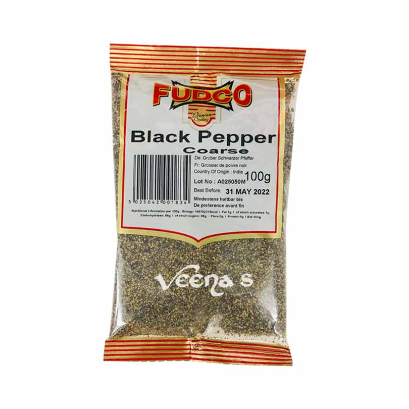 Buy Fudco Black Pepper Coarse 100g at Veenas.com - Online Indian Grocery Store UK