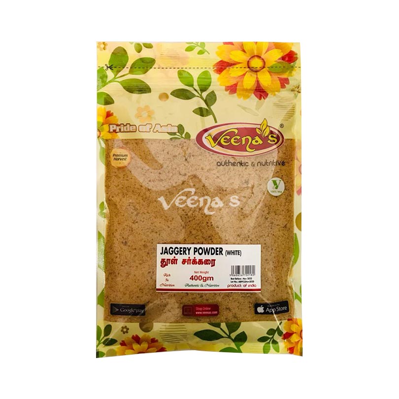 Buy Veena's Jaggery Powder (White) 400g at Veenas.com - Online Indian Grocery Store UK