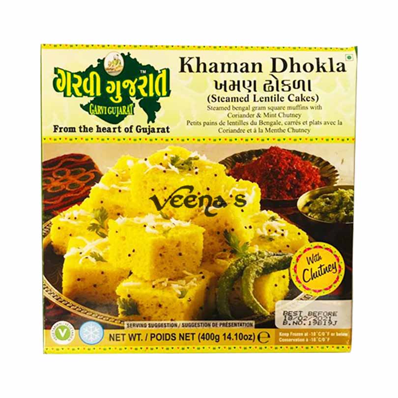 Buy Garvi Gujarat Khaman Dhokla (Steamed Lentile Cakes) 400g at Veenas.com - Online Indian Grocery Store UK