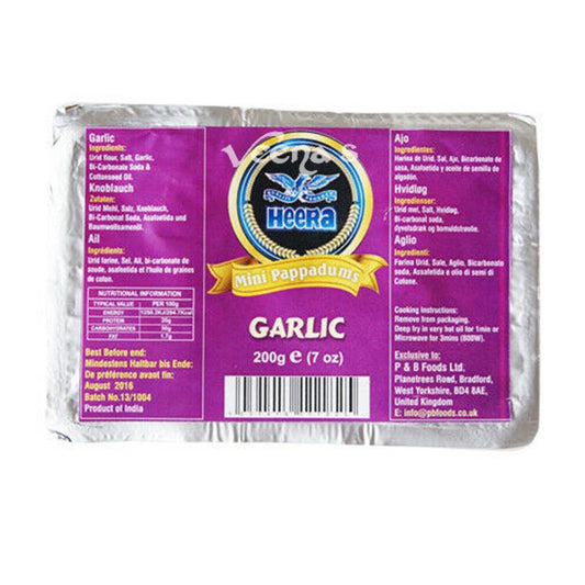 Heera Mini Garlic Pappadums 200g