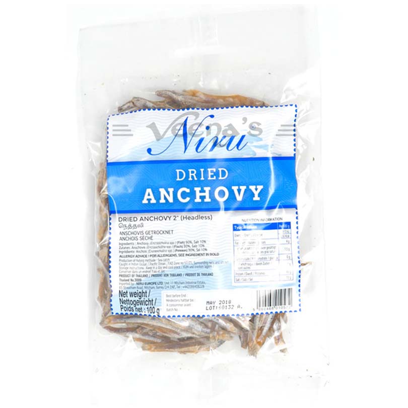 Buy Niru Dried Anchovy Headless 100g at Veenas.com - Online Indian Grocery Store UK