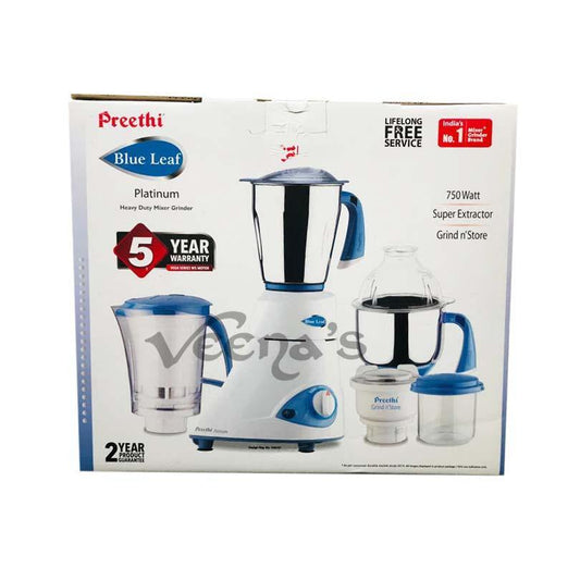 Preethi Blue Leaf Platinum Plus Mixer Grinder 750W - veenas.com