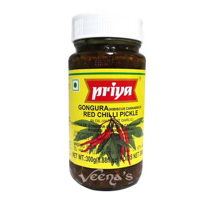 Buy Priya Gongura & Red Chilli Pickle 300g at Veenas.com - Online Indian Grocery Store UK