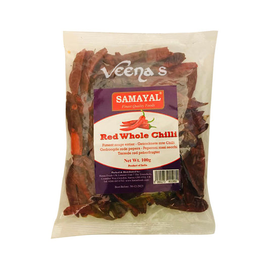 Buy Samayal Red Whole Chilli 100g at Veenas.com - Online Indian Grocery Store UK
