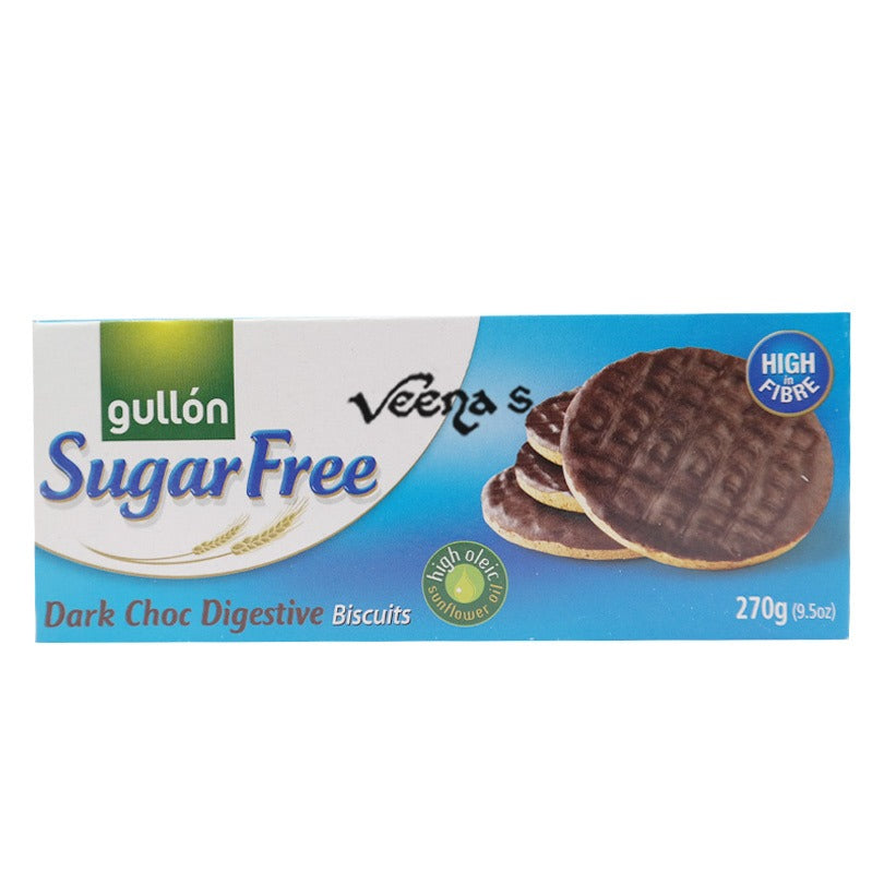 Buy Gullon Sugar Free Dark Choc Digestive Biscuits 270g Q at Veenas.com - Online Indian Grocery Store UK