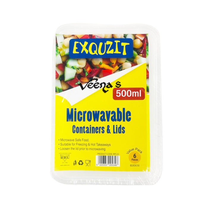 Udl Exquzit Microwavable Containers+ Lids 6ppcs 500ml (RCP22)