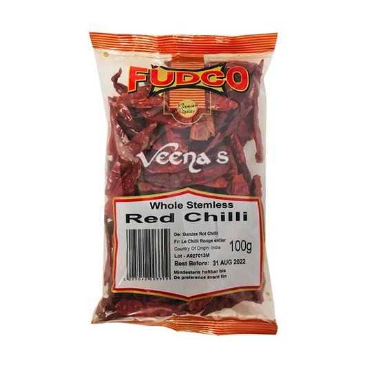 Fudco Whole Stemless Red Chilli 100g